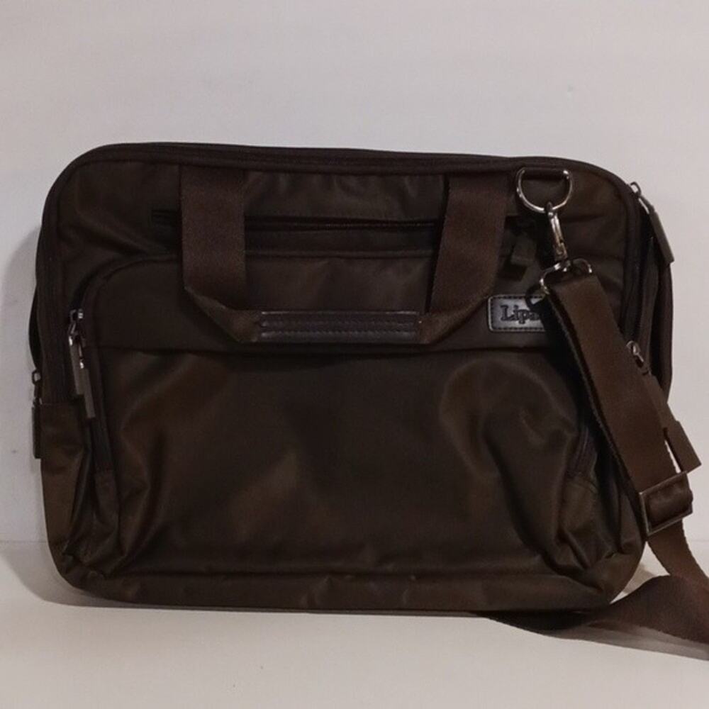 Lipault brown padded laptop bag EUC
